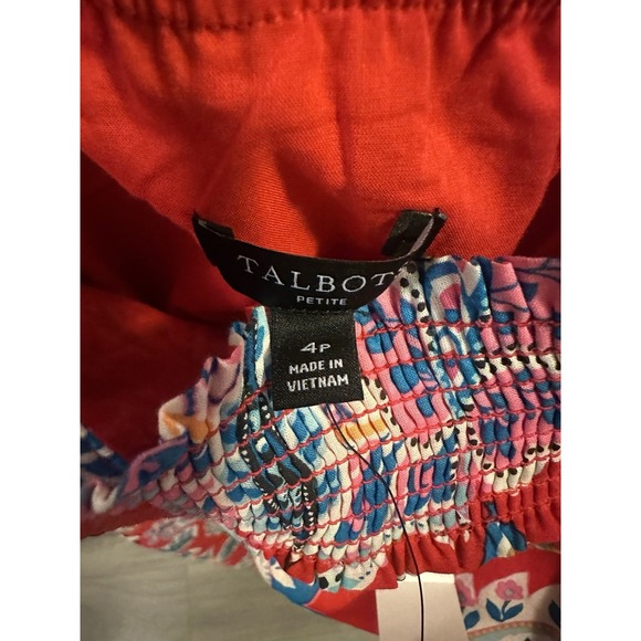 Talbots Fit And Flare Red Paisley Print Square Neckline Babydoll Easter, Brunch - Picture 4 of 7